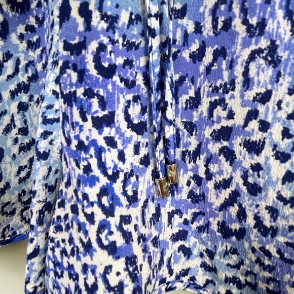 Rebecca Taylor Leo Fever Blue Leopard Silk Romper Short Jumpsuit Sleeveless sz 2 - Picture 7 of 16